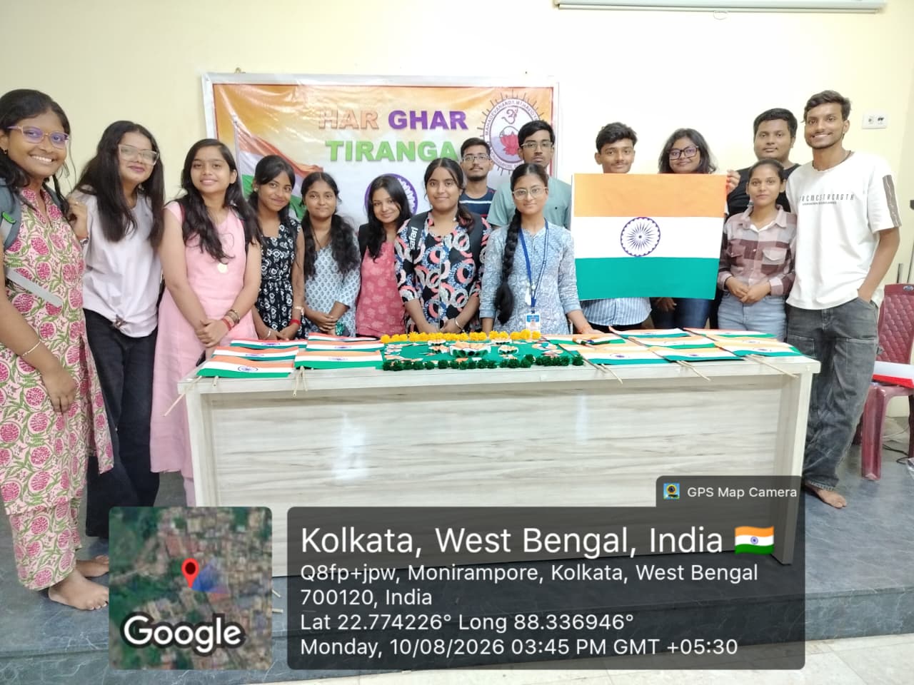 Students and faculty at the Flag-Making Ceremony
